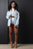 Cold Shoulder Distress Denim Jean Jacket