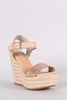 Bamboo Open Toe Ankle Strap Espadrille Wedge