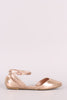 Bamboo Metallic Crisscross Back Pointy Toe Ballet Flat