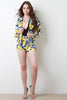 Textured Knit Splattered Floral High Waisted Shorts