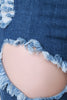 Distressed Five Button High Waisted Bermuda Denim Shorts