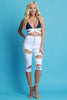 Distressed Five Button High Waisted Bermuda Denim Shorts