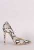 Snakeskin Pointy Toe Clear Inset Stiletto Pump