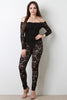 Semi-Sheer Floral Lace Bardot Jumpsuit