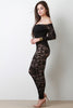Semi-Sheer Floral Lace Bardot Jumpsuit