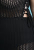Keyhole Mock Choker Mesh Midi Dress