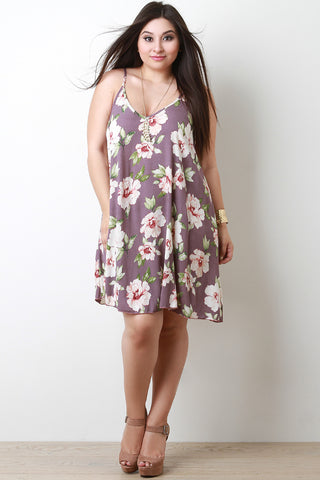 Hibiscus V-Neck Trapeze Dress