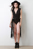 Star Studded Vegan Suede Fringed Belt