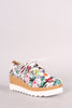 Floral Lug Sole Lace Up Oxford Platform Wedge