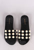 Bamboo Faux Pearl Accent Jelly Caged Slide Sandal