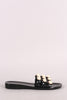 Bamboo Faux Pearl Accent Jelly Caged Slide Sandal