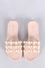 Bamboo Faux Pearl Accent Jelly Caged Slide Sandal