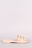 Bamboo Faux Pearl Accent Jelly Caged Slide Sandal