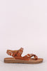 Bamboo Leather Asymmetrical Buckled Toe Ring Flat Sandal