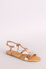 Bamboo Metallic Strappy Caged Circular Plate Flat Sandal