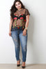 Rose Embroidered Sheer Mesh Top