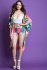 Monstera Leaf Print Cardigan With Shorts Set