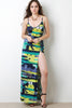 Floral Striped High Slit Maxi Dress