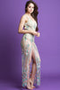 Sheer Mesh Floral Embroidery Maxi Dress