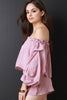 Striped Balloon Sleeves Two Piece Matching Set