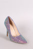 Qupid Encrusted Iridescent Glitter Pointy Toe Stiletto Pump