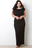 Pleated Floral Neckline Maxi Dress