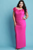 Pleated Floral Neckline Maxi Dress